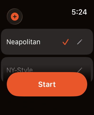 Preset selection screen showing Neapolitan and NY-Style options